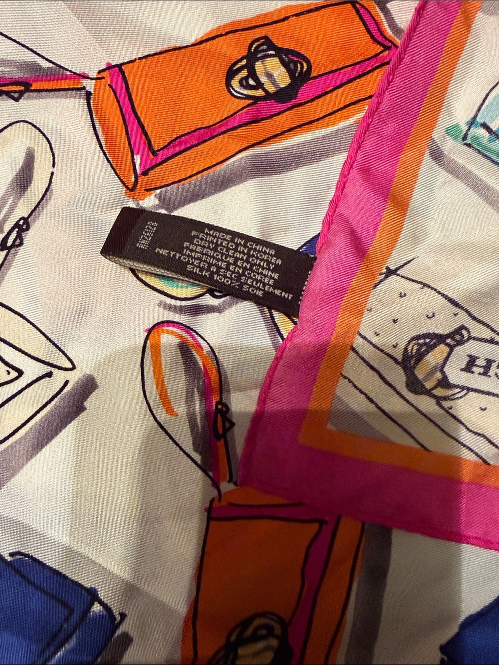 COACH Multicolor Silk Scarf – Pink Border - Picture 2 of 3